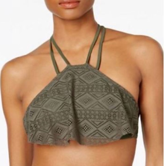 Hula Honey Other - Hula Honey High Neck Green Crochet Bikini Top